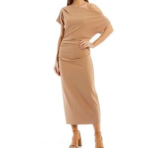 This off the shoulder dress is perfect for semi formal or casual.